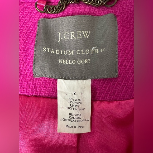 J. Crew Majesty Stadium Cloth Peacoat in Fuchsia Pink Wool Blend Size 2 - Picture 2 of 10